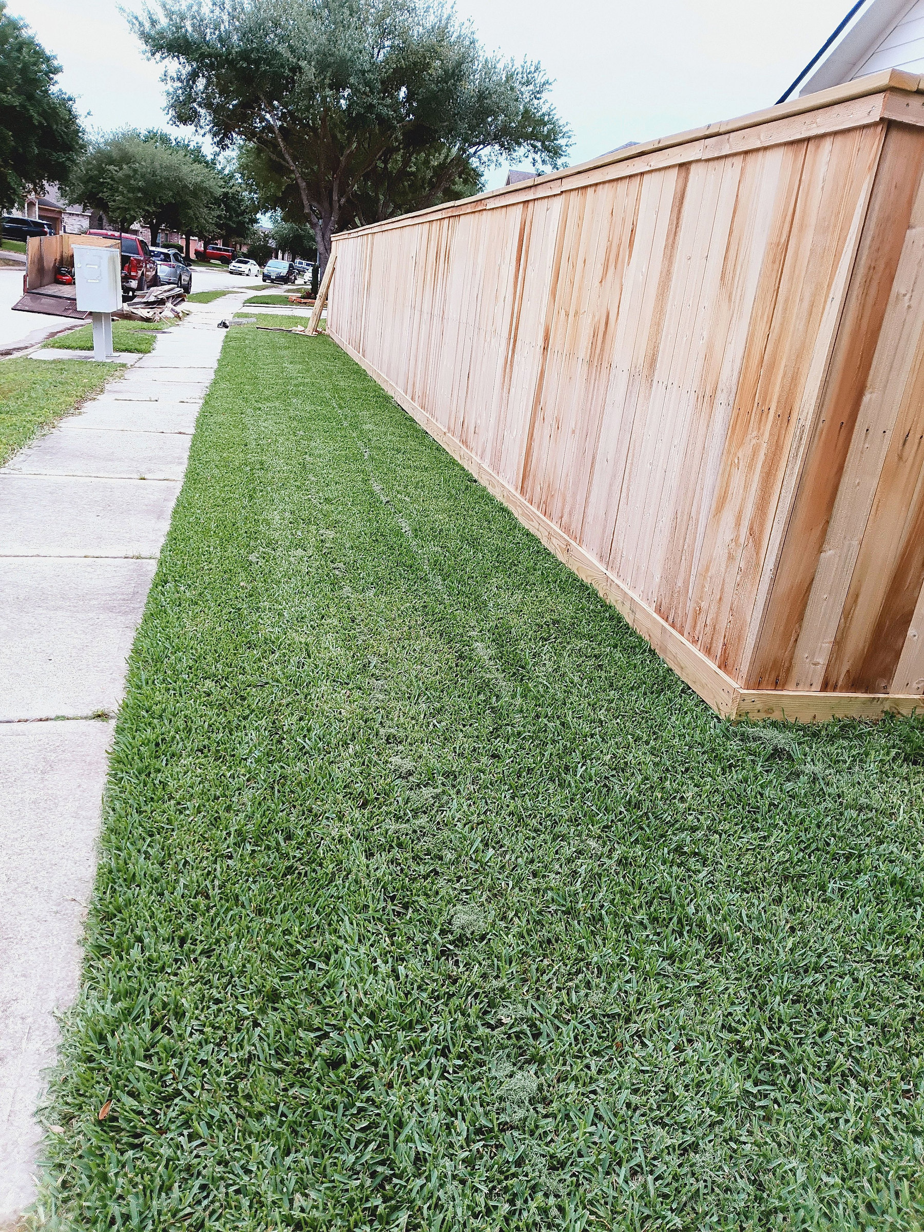 Wood fence and lawn edge
